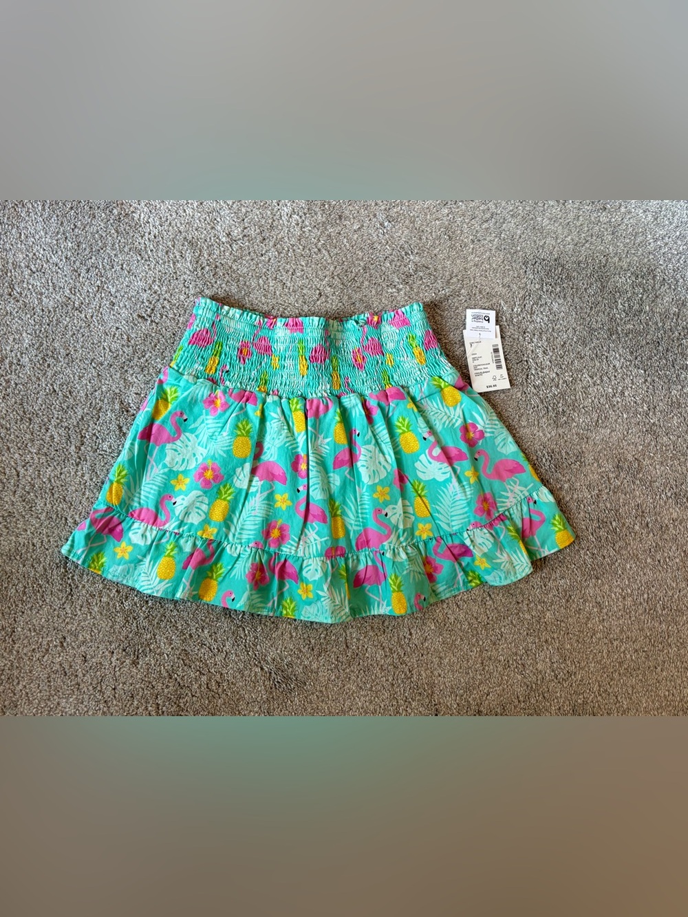 NWT Girls Gymboree Turquoise Tropical Skirt Size 7 W/ Matching Hair Bow & Clips